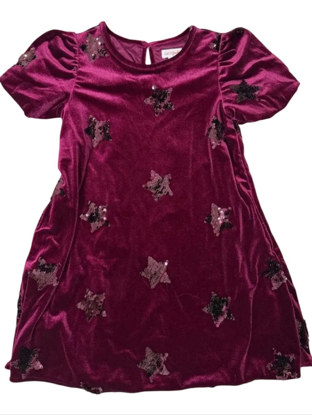Cat & Jack Berry Velvet Sequin Star Dress